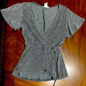 Striped Tie Wrap Shirt